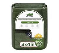 Covall Tarpaulin Waterproof Tarp Medium-Duty Groundsheet Sheet Cover 3x4m with eyelets 100g/m² Green Weatherproof Windproof UV-Resistant Tent Pool Roof Sandbox Boats Truck RV Car tarp