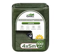 Covall Tarpaulin Waterproof Tarp Medium-Duty Groundsheet Sheet Cover 4x5m with eyelets 100g/m² Green Weatherproof Windproof UV-Resistant Tent Pool Roof Sandbox Boats Truck RV Car tarp