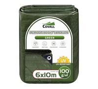 Covall Tarpaulin Waterproof Tarp Medium-Duty Groundsheet Sheet Cover 6x10m with eyelets 100g/m² Green Weatherproof Windproof UV-Resistant Tent Pool Roof Sandbox Boats Truck RV Car tarp