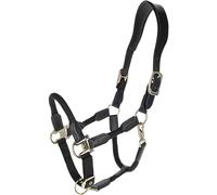 Covalliero - Cordano Deluxe FS26 Headcollar - Robust Headcollar for Horses - Perfect Fit - Horse Halter with Snap Hook & Leather Neck Strap - Black - Thoroughbred