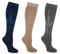 Covalliero Women's Flex Riding Socks, Navy|Stone|Wood, 38
