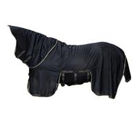 Covalliero - Fly Blanket with Neck Part FS26 - Horse Blanket with Removable Cross Straps & Tail Flap - Breathable Pasture, Transport & Stable Blanket - Blanket in Black - Size 155 cm