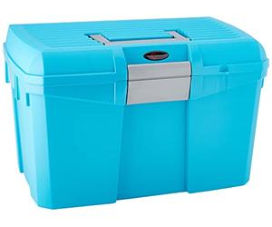 Covalliero Grooming box Siena capri breeze, Capriblau | Capri blue, 40 x 26 x 24.5 cm, plastic, with removable insert and practical brush holder