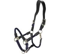 Covalliero Horse Headcollar Cordano Deluxe Horse Halter with Faux Fur Padding Adjustable (Dark Navy, Full)