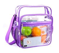 COVAX Clear Bag Stadium Approved, Clear Crossbody Messenger Shoulder Bag with Adjustable Strap for Concerts, Sports Events, Purple, Durable