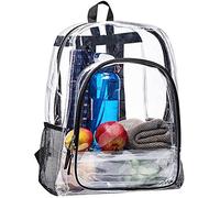 COVAX Heavy Duty Clear Backpack, Large Transparent Clear Bookbag, See Through Backpack for College, Work, Security Travel & Sports, Black, OneSize, Rucksack Backpacks