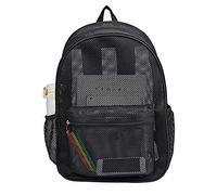 COVAX Heavy Duty Mesh Backpack, See Through College Backpack with Padded Shoulder Straps for Swimming, Outdoor Sports, Black, L, Traveling