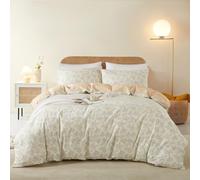 Covebett Bed Linen Cotton 135 x 200 cm Beige Flowers Blue Flowers Small Floral Pattern Duvet Cover Set Aesthetic Botanical Flower Meadow Floral Pattern Duvet Cover Zip and Pillowcase 80 x 80 cm
