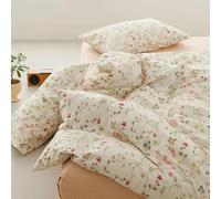 Covebett Bed Linen Cotton 155 x 220 cm Pink Flowers Colourful Flowers Small Floral Pattern Duvet Cover Set Aesthetic Botanical Flower Meadow Floral Pattern Duvet Cover Zip and Pillowcase 80 x 80 cm