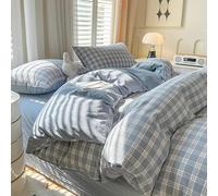 Covebett Blue Gingham Duvet Cover Single Blue White Gingham Plaid Checkered Grid Bedding Set Check Modern Washed Microfiber Comforter Cover 135x200 cm with Zipper Closure and 1 Pillowcase 50x75 cm