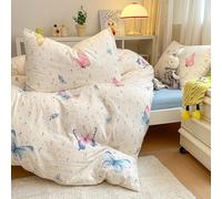 Covebett Colourful Duvet Cover Sets Floral Single Size Butterfly Flowers Botanical Washed Microfiber Bedding Set Aesthetic Girls Women Quilt Cover 135x200 with Zipper Closure and 1 Pillowcase 50x75cm