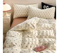 Covebett Duvet Cover Double Hearts Beige Brown Love Hearts Bedding Set Microfiber 2pcs For Kids Women Girls Aesthetic Elegant Quilt Cover 200x200 cm and 2 Pillowcases 50x75cm