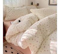 Covebett Duvet Cover King White Pink Floral Flowers Botanical Meadow Bedding Set 3pcs Pink Flower Print Aesthetic Microfibre Comforter Cover 220x230 cm with Zipper Closure and 2 Pillowcases 50x75 cm