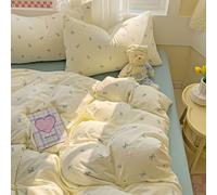 Covebett Duvet Cover Sets Double Size Blue Bow Heart Bowknot Washed Microfiber Bedding Set Cute Aesthetic Girls Women Bow Tie Bows Quilt Cover 200x200 with Zipper Closure and 2 Pillowcases 50x75 cm