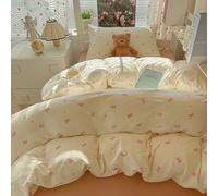 Covebett Duvet Cover Sets Double Size Pink Bow Heart Bowknot Washed Microfiber Bedding Set Cute Aesthetic Girls Women Bow Tie Bows Quilt Cover 200x200 with Zipper Closure and 2 Pillowcases 50x75 cm