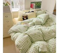 Covebett Green Bow Duvet Cover Double Gingham Plaid Checkered Bows Print Kawaii Bedding Set Girls Cute Bow Tie Microfiber Comforter Cover 200x200 cm with Zipper Closure and 2 Pillowcases 50x75 cm