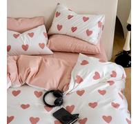 Covebett Pink Heart King Duvet Cover Sets Pink and White Hearts Romantic Microfiber Reversible Bedding Set Aesthetic Girls Women Quilt Cover 220x230 with Zipper Closure and 2 Pillowcases 50x75 cm