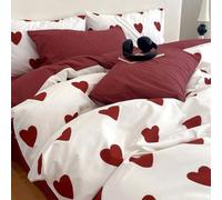 Covebett Red Heart King Duvet Cover Sets Red and White Hearts Romantic Microfiber Reversible Bedding Set Aesthetic Girls Women Quilt Cover 220x230 with Zipper Closure and 2 Pillowcases 50x75 cm