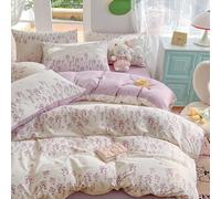 Covebett Single Bed Duvet Cover Sets White Purple Pink Flowers Floral Print Reversible Microfibre Bedding Set 2pcs Botanical Aesthetic Quilt Cover 135x200 with Zipper Closure and 1 Pillowcase 50x75 cm