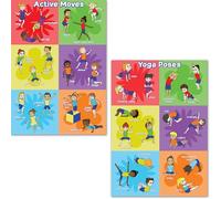 Covelico PE Posters Exercise & Yoga - Set of 2 x A3 Laminated Physical Education Classroom Decor, PE Teacher Must Haves, Physical Education Equipment for Elementary