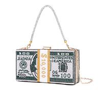 Covelin Dollar Clutch Purse for Women from, Rhinestone Evening Handbag Money Bag, Green