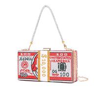 Covelin Dollar Clutch Purse for Women from, Rhinestone Evening Handbag Money Bag, Red