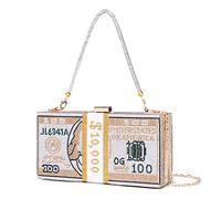 Covelin Dollar Clutch Purse for Women from, Rhinestone Evening Handbag Money Bag, Yellow
