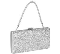 Covelin Women's Handbag Envelope Rhinestone Evening Clutch Bag Hot, Silver With Diamond Chain