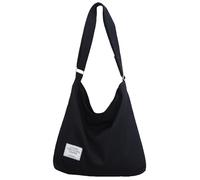 Covelin Women's Retro Large Size Canvas Shoulder Bag Hobo Crossbody Handbag Casual Tote, Black, L
