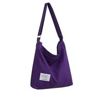Covelin Women's Retro Large Size Canvas Shoulder Bag Hobo Crossbody Handbag Casual Tote, Purple, L
