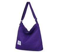 Covelin Women's Retro Large Size Canvas Shoulder Bag Hobo Crossbody Handbag Casual Tote, Royal Purple, L