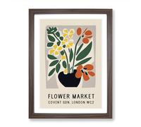 Covent Garden Flower Market Exhibition No.1 Framed Print | A2 Walnut Framed Wall Art | Ready to Hang | Modern Floral Picture | Living Room Bedroom Lounge Office
