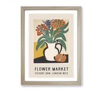 Covent Garden Flower Market Exhibition No.10 Framed Print for Living Room Bedroom Home Office, Wall Art Picture Ready to Hang, Oak A2 (64 x 46 cm)