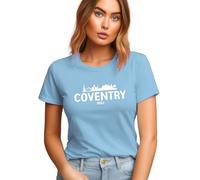 Coventry Baby Tee for Women City Skyline 1883 Football Sky Blue Fan Cov Short T Shirt, L, Sky Blue