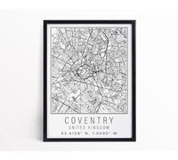Coventry England City Street Map Print Coventry Wall Art Home decor Poster A2 Poster on Canvas - Wall Art Home Decor Movie Poster Canvas Film Cinema Retro Vintage Cult Classic Nostargic Saga Modern r