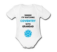 COVENTRY Shhh! I'm watching with Daddy Mummy Grandad Unique Football Babygrow Cute Personalised Funny Baby Vest Grow Boys Girls Unisex Gift Babygrow Bodysuit CITY