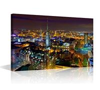 Coventry Skyline Wall Art West Midlands County 1 Piece Canvas Wall Art Modern Panoramic Cityscape Pictures for Bedroom Office Home Decor Posters and Prints Framed Ready to Hang (36"W x 24"H)