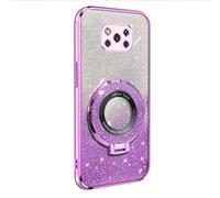 Cover Bling Glitter Compatible with Xiaomi Poco X3 Pro Case Soft TPU + Sparkle Paper 2 in 1 Glitter Cute Phone Case Girls with Stand Ring Holder Hybrid Soft Silicone BackCover Shockproof Purple