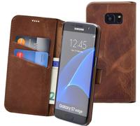 Cover Book Leather Bag Case in Antique Coffee for Samsung Galaxy S7 Edge
