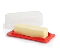 Cover Butter Container - Butter Storage Container with Transparent Lid - Durable Plastic Butter Container for Counter - Plastic Butter Dish with Lid - Covered Butter Dish for Home or Camping (Red)