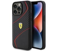 Cover Case iPhone 15 Pro Max Ferrari Faux Leather Black Red