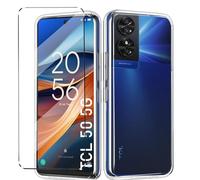 Cover Compatible with TCL 50 5G Case with 1 Pack Tempered Glass Screen Protector Phone Case for TCL 50 5G,Soft TPU Slim Fit Shockproof Anti-Scratch Phone Cover-black
