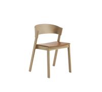 Cover Dining Chair Leather Upholstered Cognac/Oak