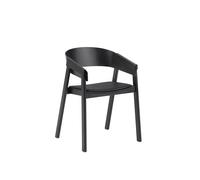 Cover Dining Chair w. Armrest Leather Upholstered Black