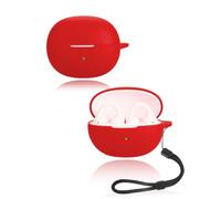 Cover for Baseus Bass BC1 Wireless Earbuds, yystao Soft Silicone Protective Case compatible with Baseus Bass BC1, With Lanyard, Dustproof, Shockproof & Durable, Red