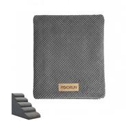 Cover for Curved Dog Stairs for High Bed Up to 26", 5-Step Dog Ramp for Small Dogs with Washable Cover, Non-Slip Steps for Cats to Get on Couch and Sofa, Durable Foam Ladder for Medium Breeds, Gray