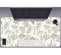 Cover for Desk 90x45 cm for Keyboard and Mouse Scratch-Resistant Waterproof Easy Clean Non-Slip PVC Vinyle Protection and Decoration Decor for Office and Home - Green Leaves