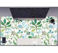 Cover for Desk 90x45 cm PVC Vinyle Decor for Office and Home Easy Clean Non-Slip for Keyboard and Mouse Waterproof Scratch-Resistant Protection and Decoration - Green Leaves