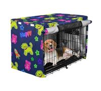 Cover for Dog Cage Kennel Covers for Puppy Dog Crate Protector Cute Happy Navy Blue