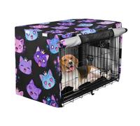 Cover for Dog Cage Pet Privacy Cover Dog Crate Protector Neon Cat Faces Pattern